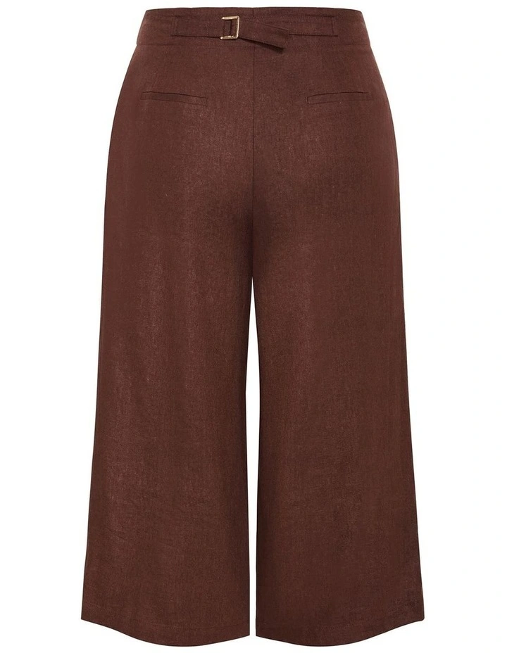 Abbie Linen Crop Pant in Chocolate image 4