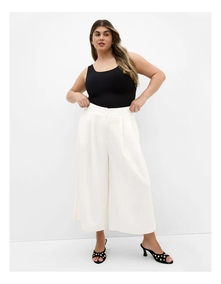 Abbie Linen Crop Pant in Ivory image 1