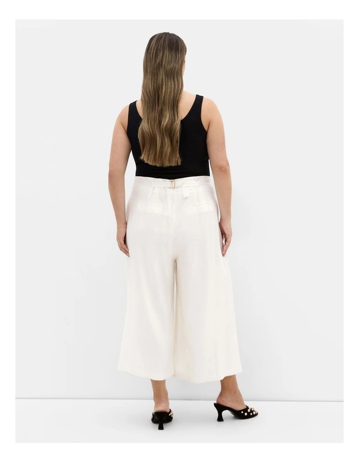 Abbie Linen Crop Pant in Ivory image 2