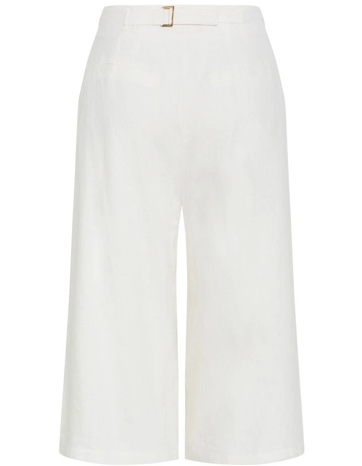 Abbie Linen Crop Pant in Ivory image 3
