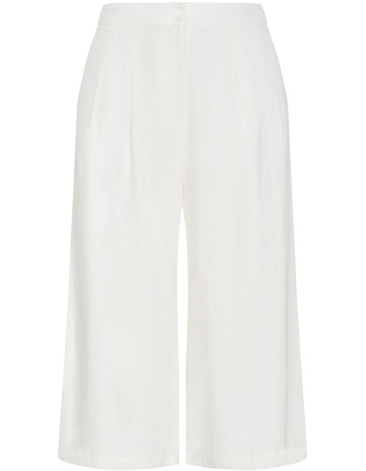 Abbie Linen Crop Pant in Ivory image 4