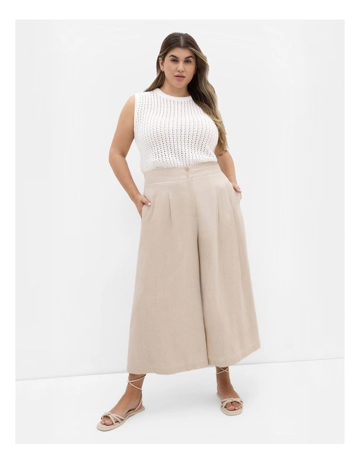 Abbie Linen Crop Pant in Neutral image 1