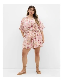 Postcard Soiree Print Shorts in Sand