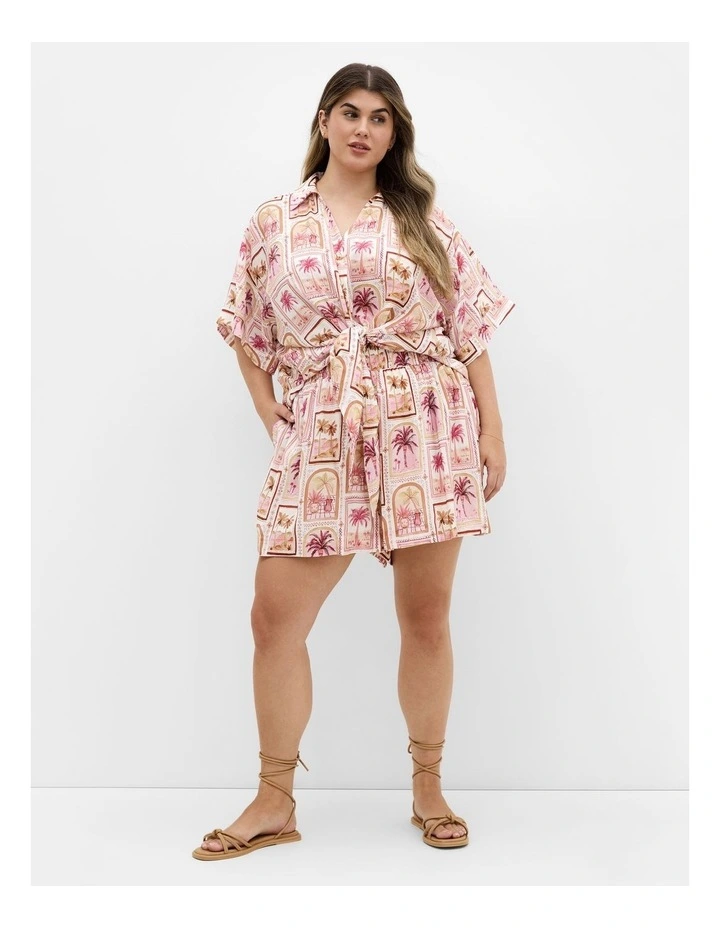 Postcard Soiree Print Shorts in Sand image 1