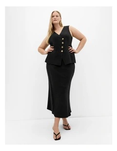 Vivien Linen Skirt in Black