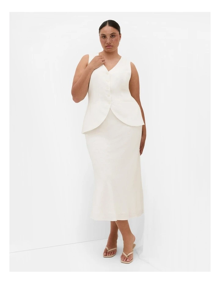 Vivien Linen Skirt in Ivory image 1