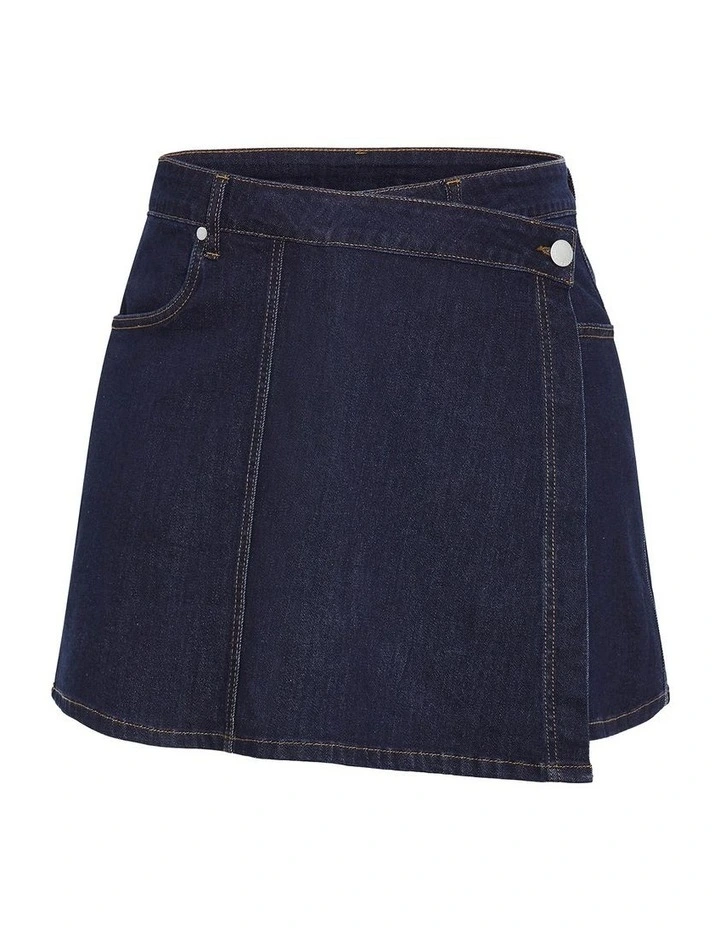 Raya Denim Skort in Dark Wash image 3