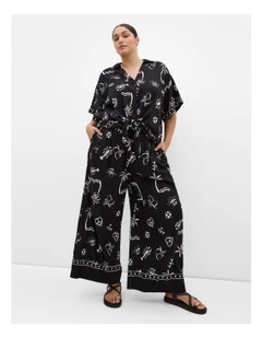Resort Border Print Pant in Black