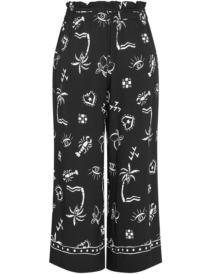 Resort Border Print Pant in Black image 4