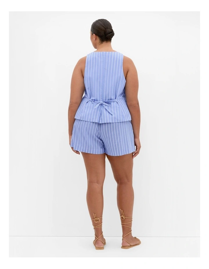 Anna Stripe Cotton Short in Sky Blue image 2