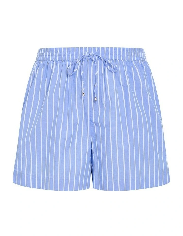 Anna Stripe Cotton Short in Sky Blue image 3
