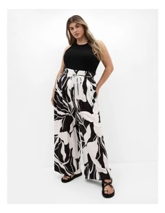 Resort Palm Print Pant in Ivory