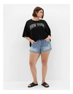 Cuff Short in Light Denim