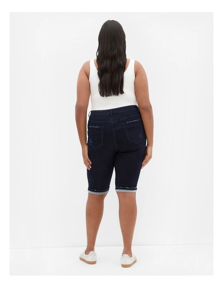 Micro Rip Denim Short in Dark Wash image 2