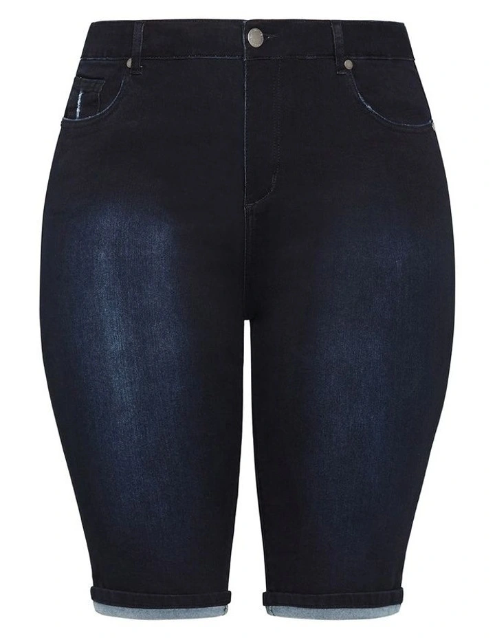 Micro Rip Denim Short in Dark Wash image 3