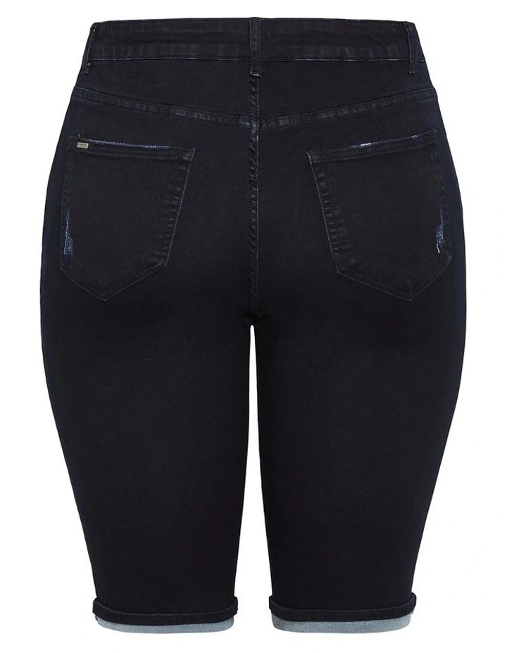 Micro Rip Denim Short in Dark Wash image 4