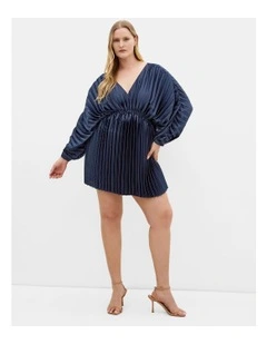 Chloe Pleat Mini Dress in Navy