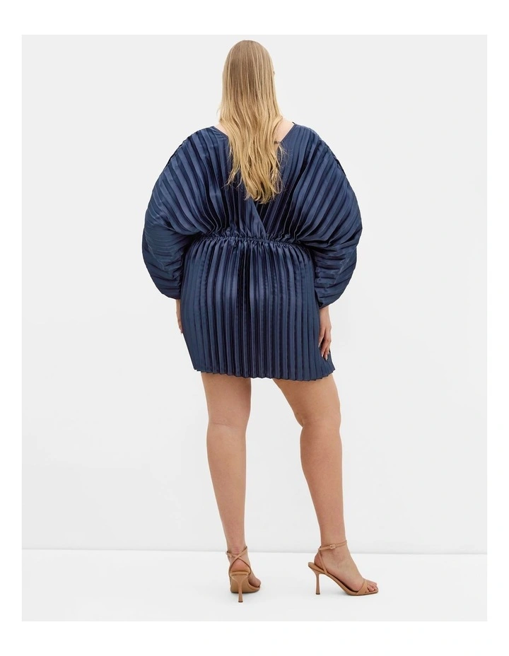 Chloe Pleat Mini Dress in Navy image 2