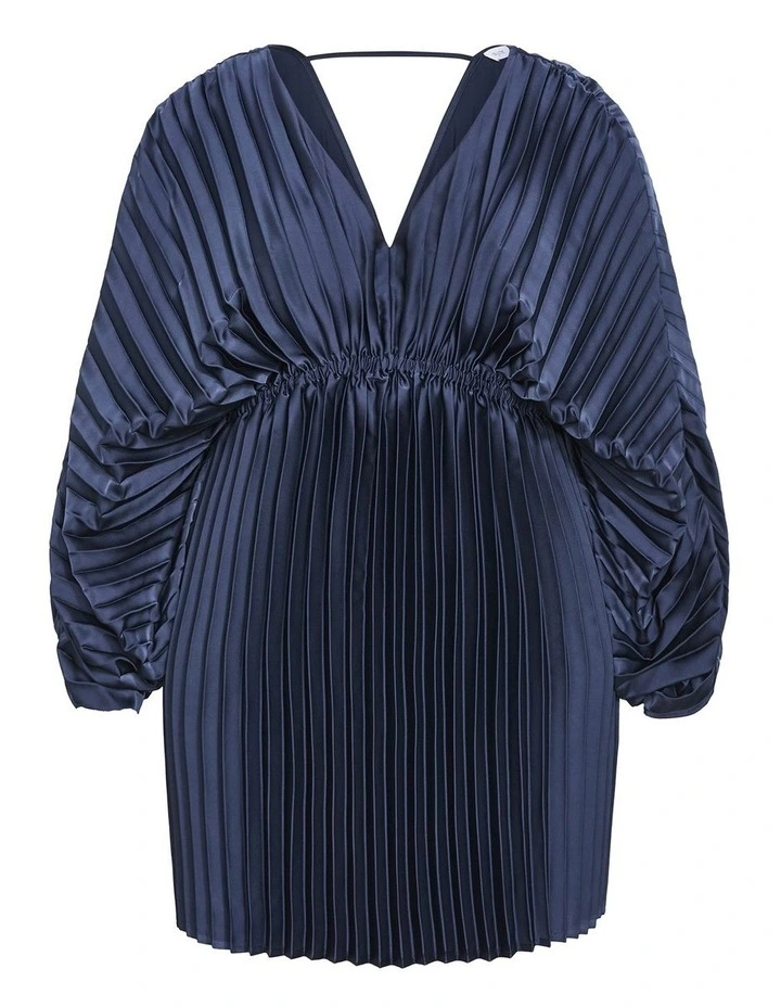 Chloe Pleat Mini Dress in Navy image 3