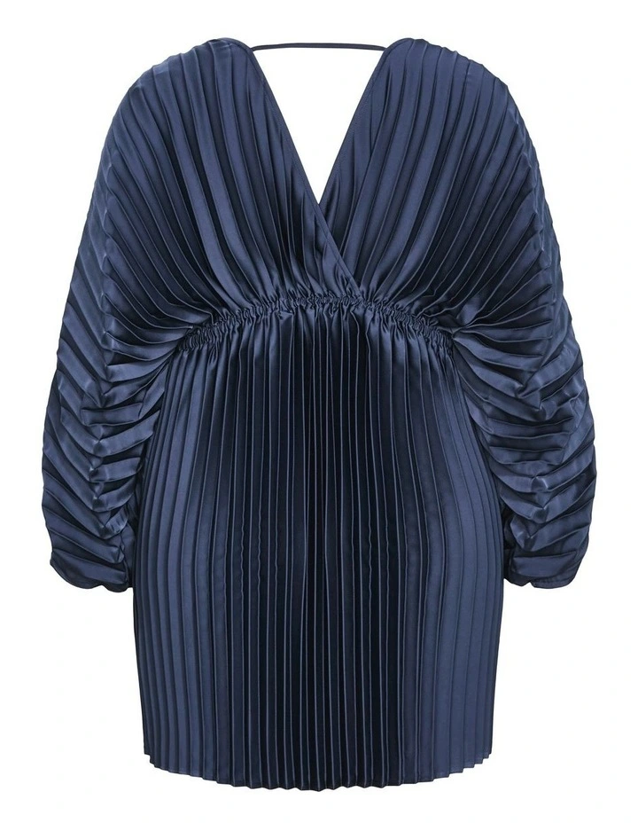 Chloe Pleat Mini Dress in Navy image 5