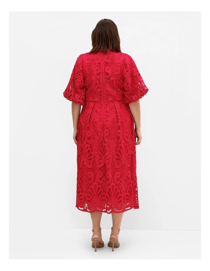 Kylee Embroidered Midi Dress in Scarlet image 2