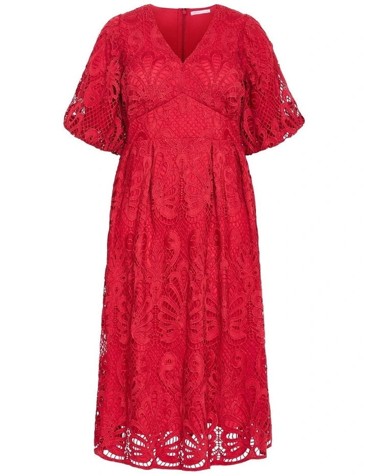 Kylee Embroidered Midi Dress in Scarlet image 3