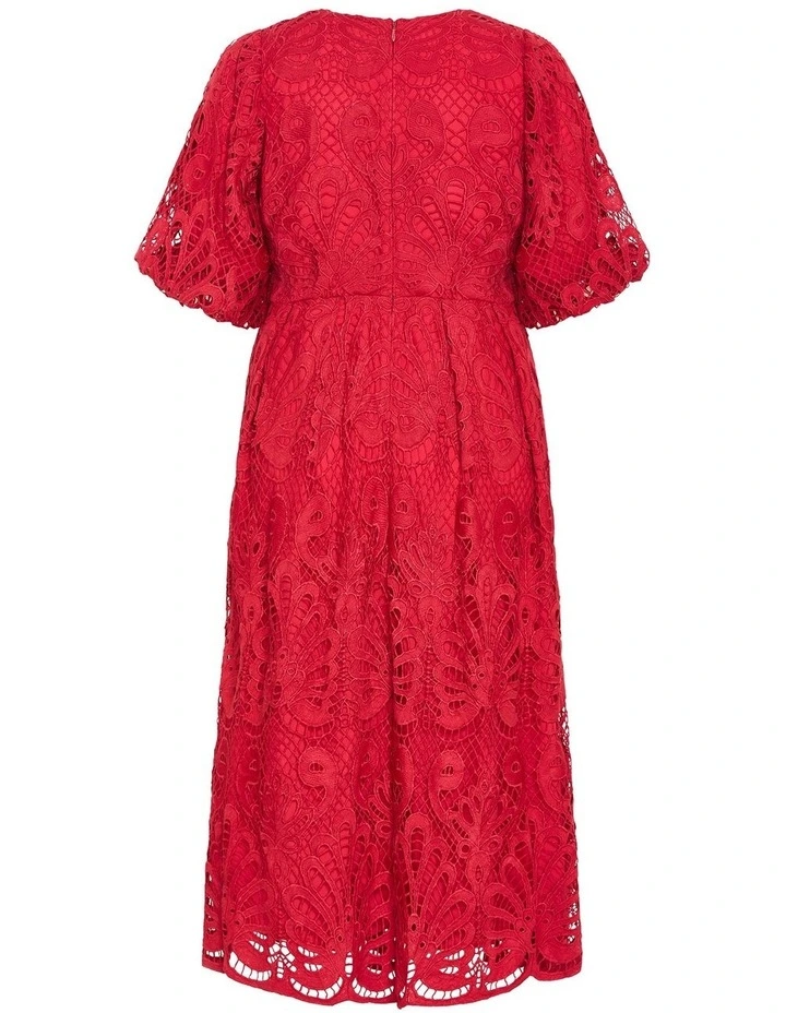 Kylee Embroidered Midi Dress in Scarlet image 4