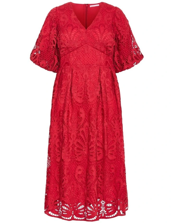 Kylee Embroidered Midi Dress in Scarlet image 5