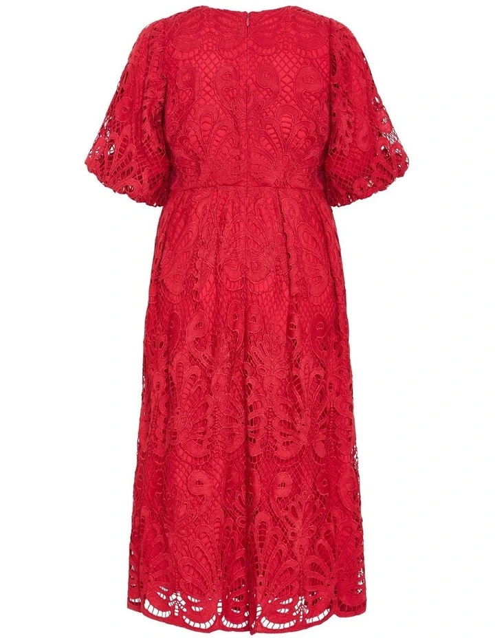 Kylee Embroidered Midi Dress in Scarlet image 6