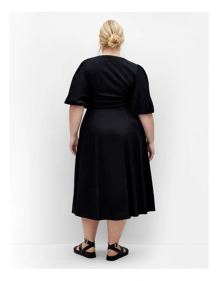 Dahlia V Neck Button Dress in Black image 2