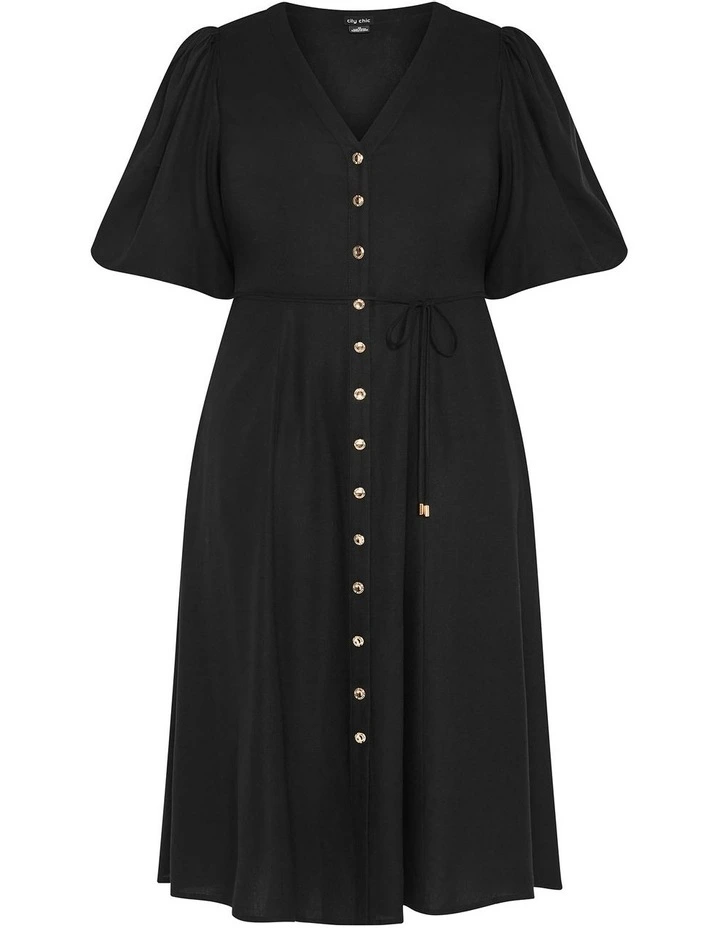 Dahlia V Neck Button Dress in Black image 3