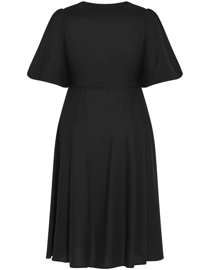 Dahlia V Neck Button Dress in Black image 5