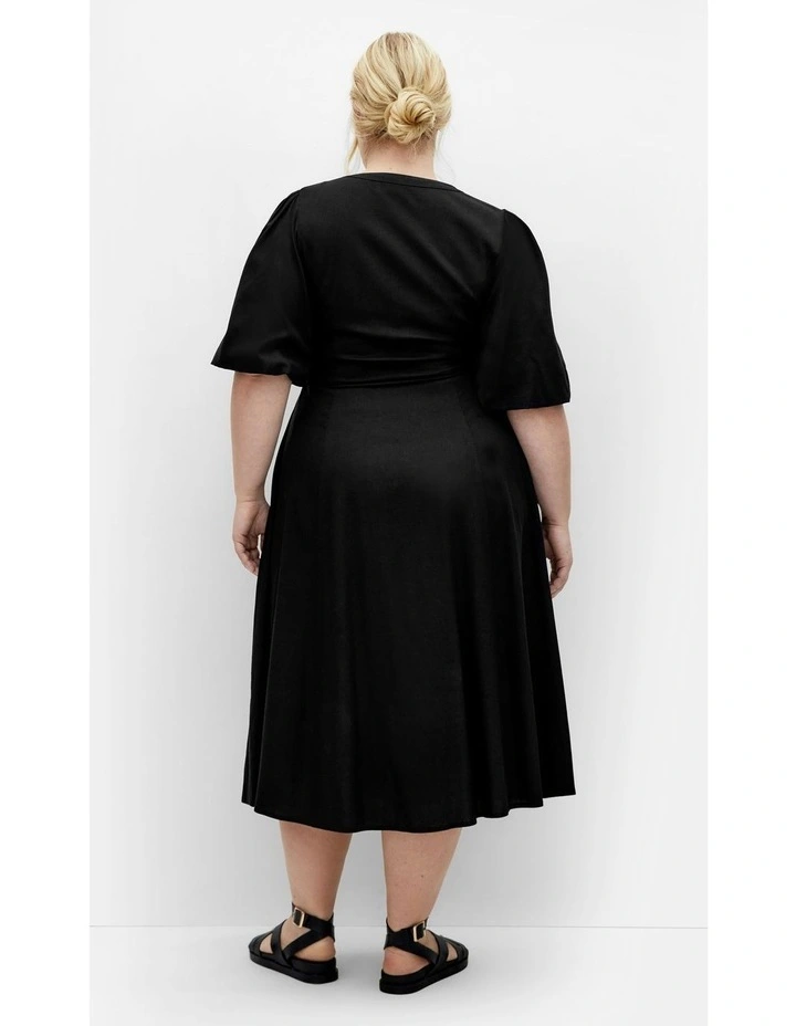 Dahlia V Neck Button Dress in Black image 7