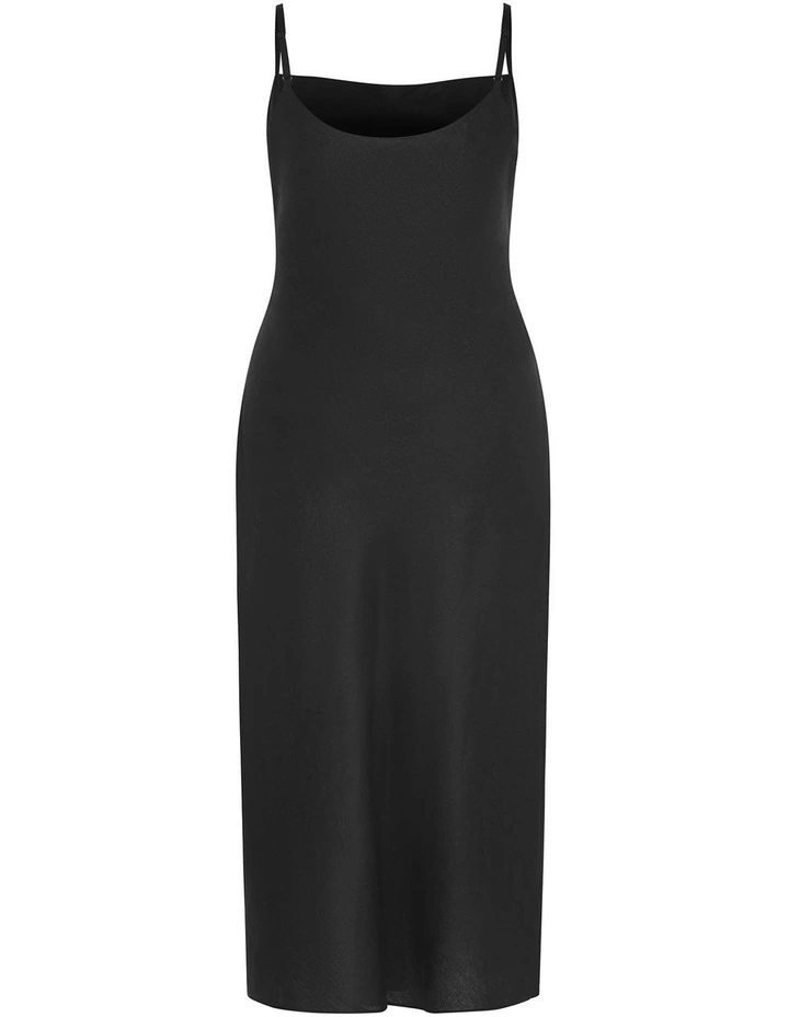 Raine Linen Slip Dress in Black image 4