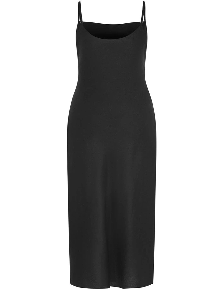 Raine Linen Slip Dress in Black image 7
