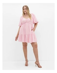 Mindy Babydoll Mini Dress in Heavenly Pink