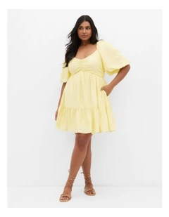 Mindy Babydoll Mini Dress in Lemon