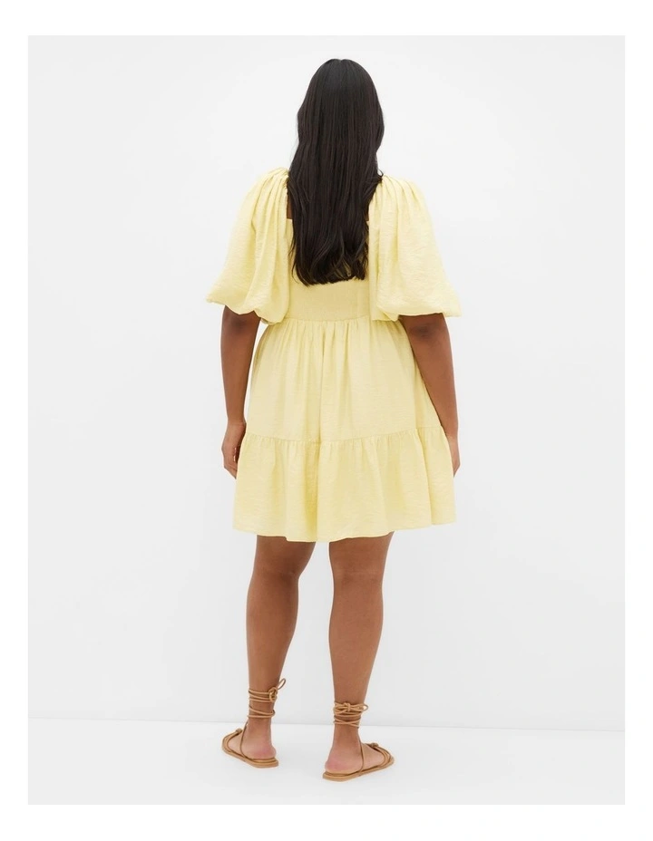 Mindy Babydoll Mini Dress in Lemon image 2