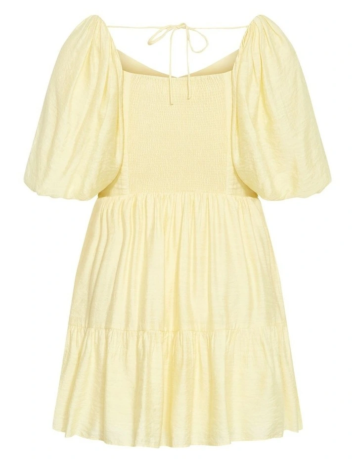 Mindy Babydoll Mini Dress in Lemon image 3