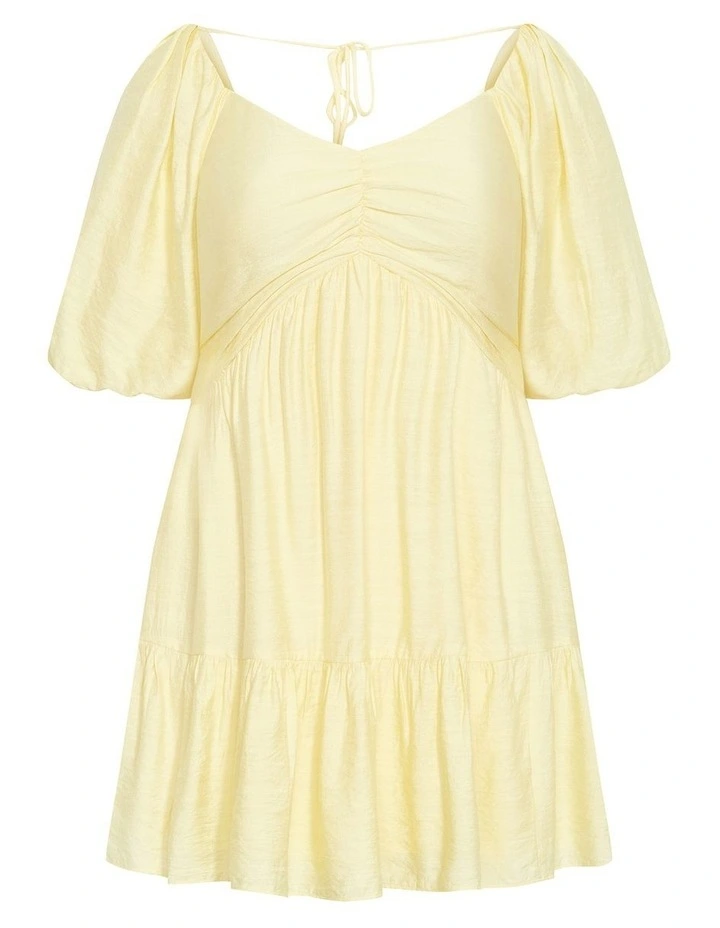 Mindy Babydoll Mini Dress in Lemon image 4