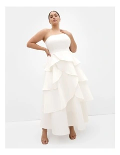 Elizabeth Tiered Frill Maxi Dress in Cream