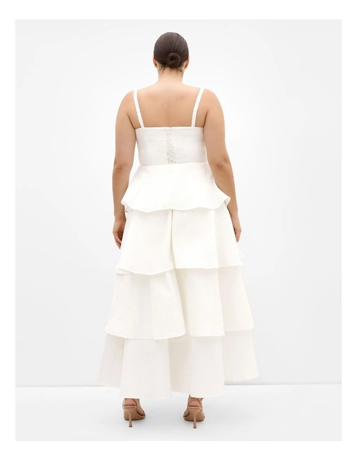 Elizabeth Tiered Frill Maxi Dress in Cream image 2