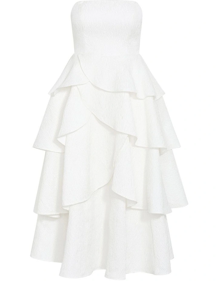Elizabeth Tiered Frill Maxi Dress in Cream image 3