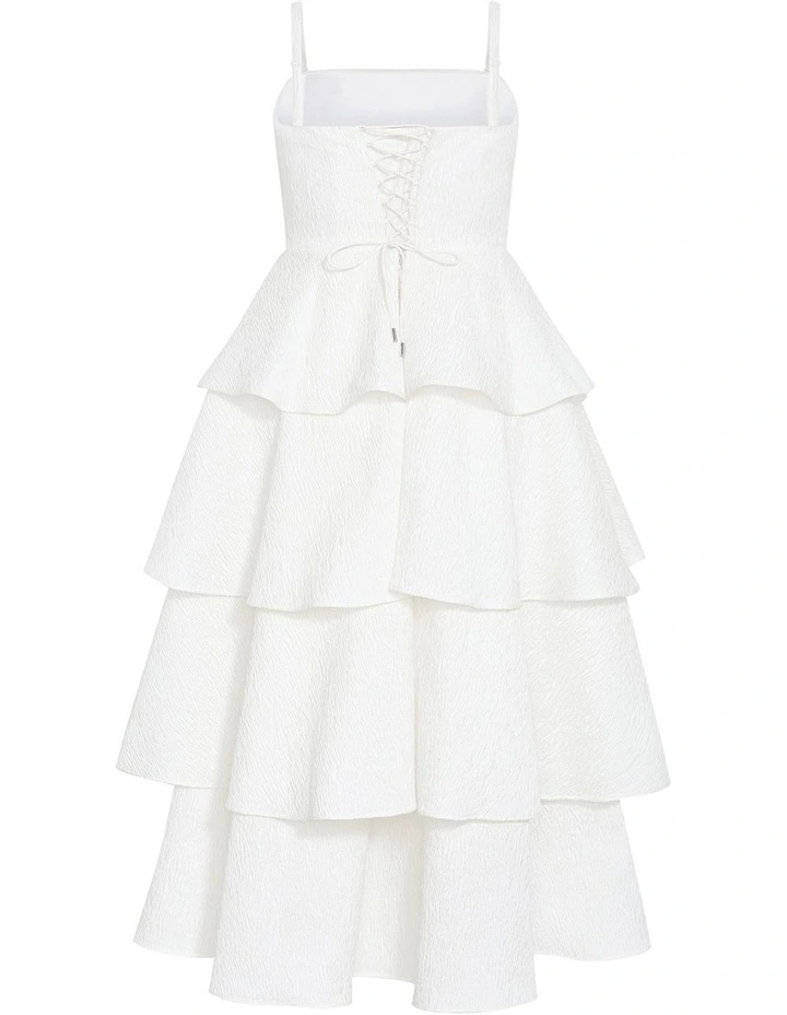 Elizabeth Tiered Frill Maxi Dress in Cream image 4
