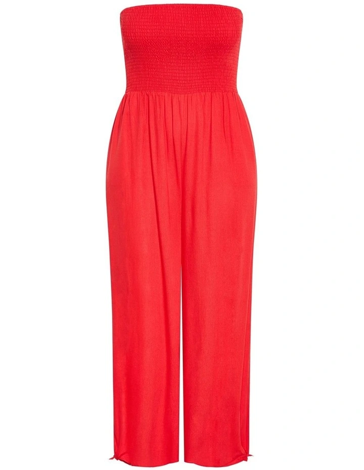 Ally Strapless Jumpsuit in Tiger Lilly image 3