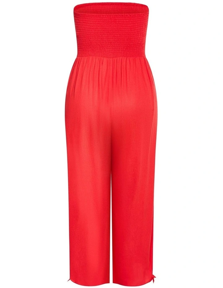 Ally Strapless Jumpsuit in Tiger Lilly image 4