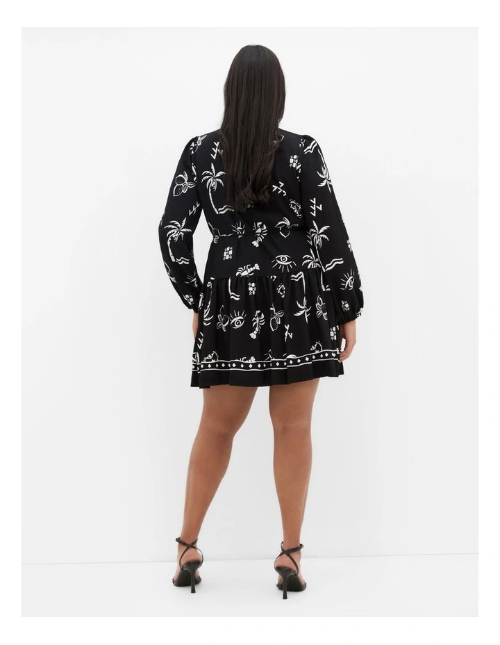 Laurie Print Mini Dress in Black image 2