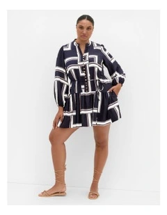 Laurie Print Mini Dress in Navy