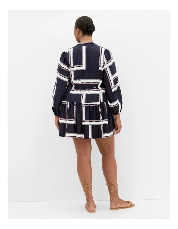 Laurie Print Mini Dress in Navy image 2