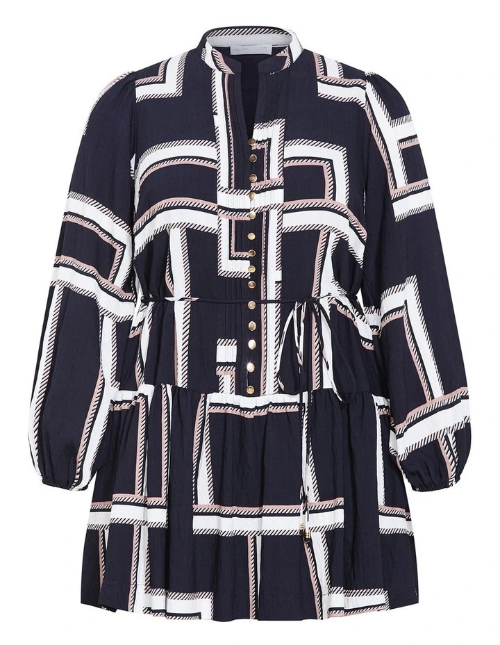 Laurie Print Mini Dress in Navy image 3